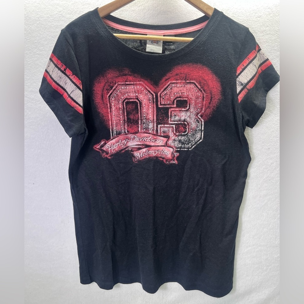 Harley Davidson '03 100Th anniversary Shirt Womens L USA Motorcycle Moto HD 2044